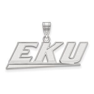 10k White Gold Eastern Kentucky U Medium Pendant